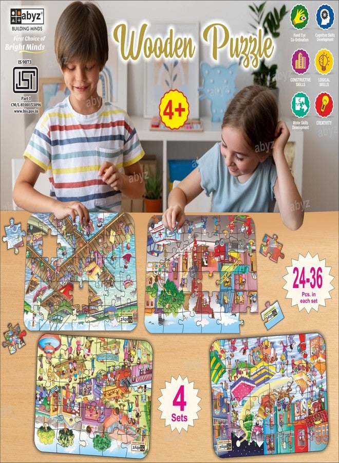 ABYZ Jigsaw Puzzle, Different Design & Fun Educational Wooden Jigsaw for Little Explorer, 120 - Piece Wooden Puzzle with Multicolor, Birthday Gift for 36 Months - 6 Year Age Kids. - Image 5
